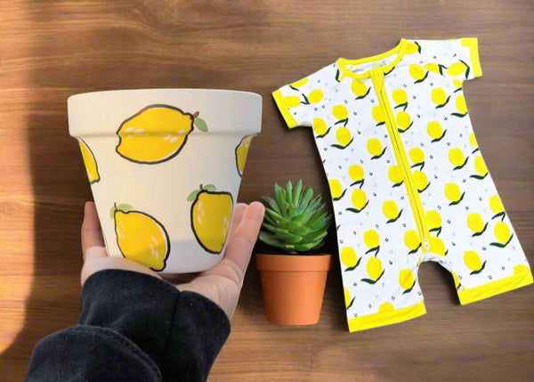 Lemon Dots Romper & Planter